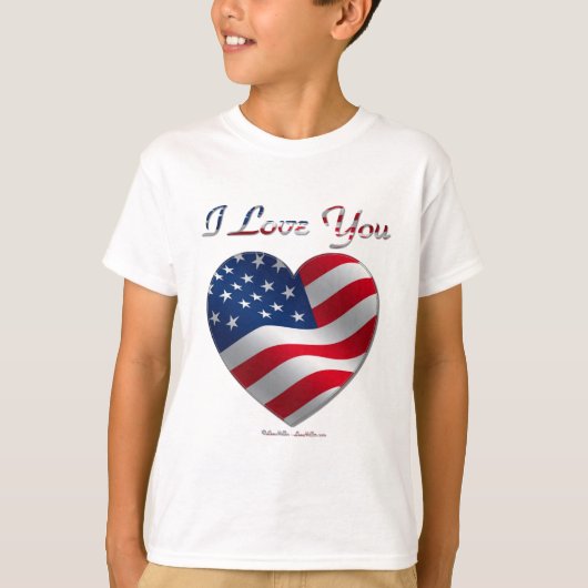 Vlag van de VS Hart Ik hou van jou T-shirt (Voorkant)
