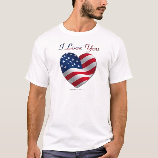 Vlag van de VS Hart Ik hou van jou T-shirt (Voorkant)