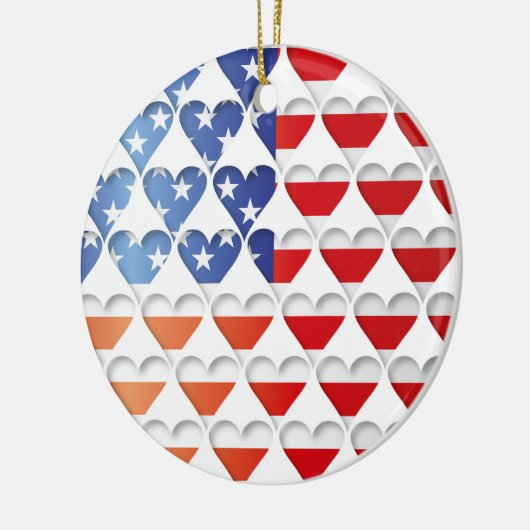 Vlag van de VS Hartjes Keramisch Ornament (Links)