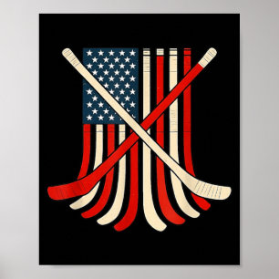 Vlag van de VS Hockeysticks Patriotistische IJshoc Poster
