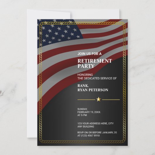 Vlag van de VS | Hoek | Gouden touwframe | Zwart Kaart (Voorkant)