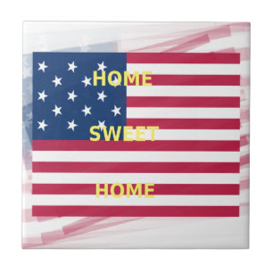 Vlag van de VS "Home Sweet Home" Kunstprint Tegeltje