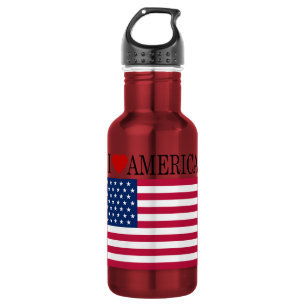 Vlag van de VS Ik Hart Amerika Waterfles
