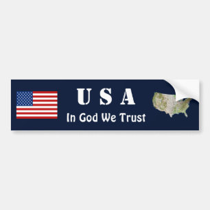 Vlag van de VS + kaart bumpersticker