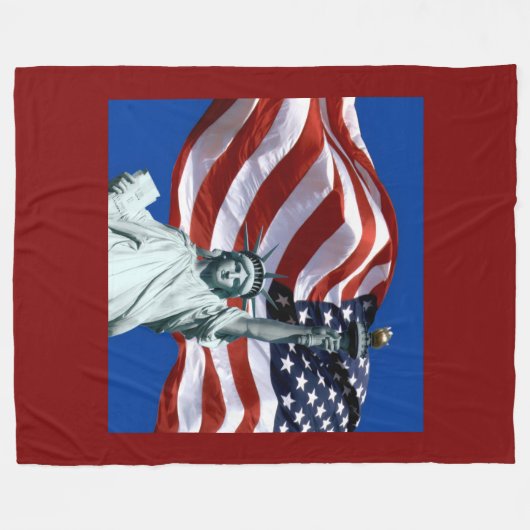 Vlag van de VS Lady Liberty Fleece Dekbed Deken (Voorkant (Horizontaal))