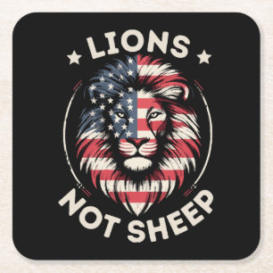 Vlag van de VS, LEEUWEN NIET SCHAPEN Kartonnen Onderzetters