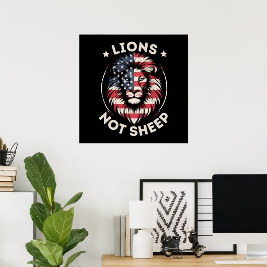 Vlag van de VS, LEEUWEN NIET SCHAPEN Poster (Thuiskantoor)