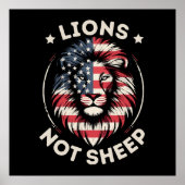Vlag van de VS, LEEUWEN NIET SCHAPEN Poster (Voorkant)