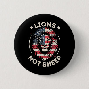 VLAG VAN DE VS, LEEUWEN NIET SCHAPEN RONDE BUTTON 5,7 CM