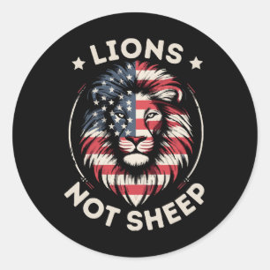 Vlag van de VS, LEEUWEN NIET SCHAPEN Ronde Sticker