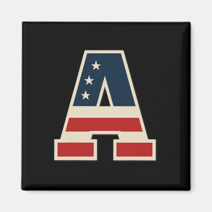 Vlag van de VS Letter A Sterren Strepen Matching T Magneet