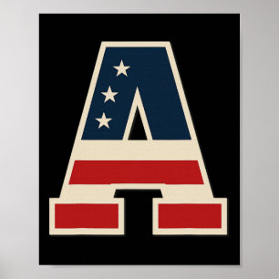 Vlag van de VS Letter A Sterren Strepen Matching T Poster