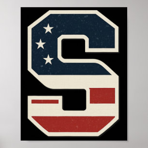 Vlag van de VS Letter S Sterren Strepen Matching T Poster