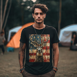 Vlag van de VS met hert T-shirt