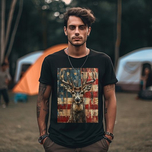 Vlag van de VS met hert T-shirt