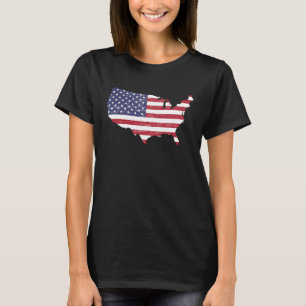 Vlag van de VS met kaart van Amerika in distressed T-shirt
