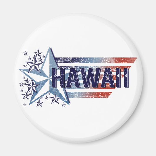  vlag van de VS met Star - Hawaii Magneet (Voorkant)