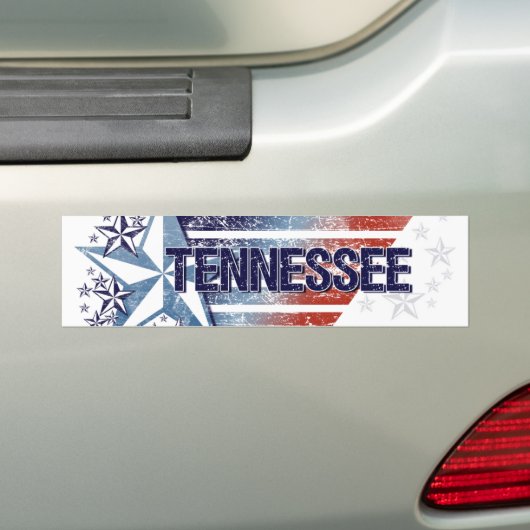  vlag van de VS met Star - Tennessee Bumpersticker (Op auto)