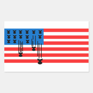Vlag van de VS met vallende bommen Rechthoekige Sticker