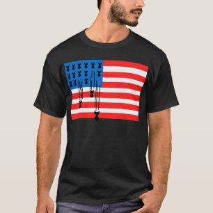 Vlag van de VS met vallende bommen T-shirt
