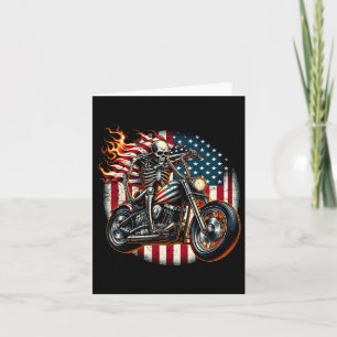 Vlag van de VS Motorfiets Skelet Biker 4 juli Amer Kaart