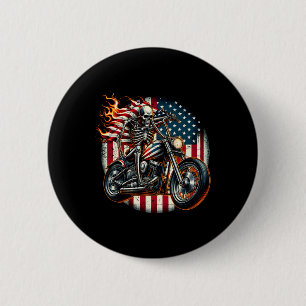 Vlag van de VS Motorfiets Skelet Biker 4 juli Amer Ronde Button 5,7 Cm