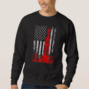 Vlag van de VS Olieboortoren Olieveld Amerikaanse Trui