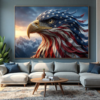 Vlag van de VS Ontwerp van de Amerikaanse Zeearend Canvas Afdruk