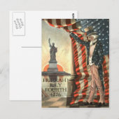 Vlag van de VS Oom Sam Standbeeld van de Vrijheid Briefkaart (Voorkant / Achterkant)