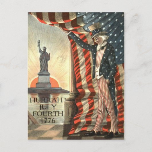 Vlag van de VS Oom Sam Standbeeld van de Vrijheid Briefkaart (Voorkant)