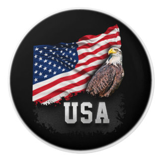 Vlag van de VS op Bald Eagle 4 juli Keramische Knop