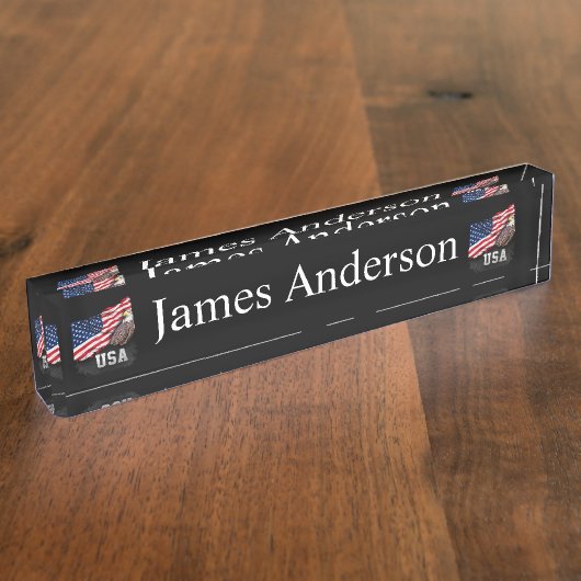 Vlag van de VS op Bald Eagle 4 juli Naambordje (Zijkant)