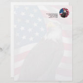 Vlag van de VS op Bald Eagle Gepersonaliseerd Briefhoofd (Voorkant / Achterkant)