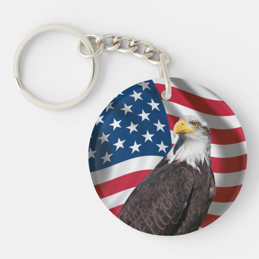 Vlag van de VS op Bald Eagle Sleutelhanger (Voorkant)