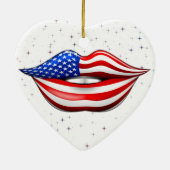Vlag van de VS op glimlende Lips Ornament (Achterkant)