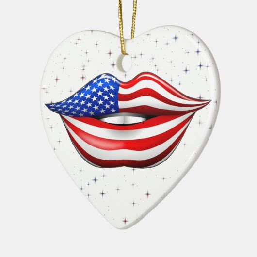 Vlag van de VS op glimlende Lips Ornament (Links)