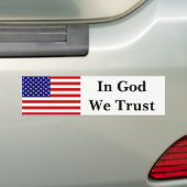 Vlag van de VS op God vertrouwen we het beste Bumpersticker (Op auto)