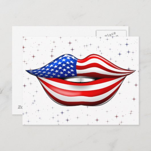 Vlag van de VS op het Briefkaart van glimlachte li (Voorkant / Achterkant)
