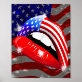 Vlag van de VS op sensual Lips Poster (Voorkant)