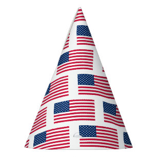 Vlag van de VS Papieren Feesthoed Patriottische Am Feesthoedjes