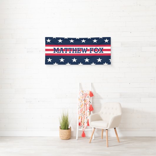 Vlag van de VS 🇺🇸 Patriotic Stars & Stripes Mono Spandoek (Insitu)