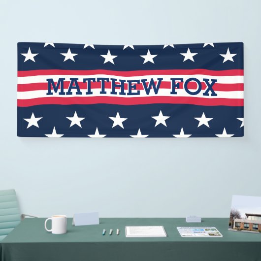 Vlag van de VS 🇺🇸 Patriotic Stars & Stripes Mono Spandoek (Beurs)