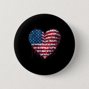Vlag van de VS Patriottische Amerikaanse Hart Gewa Ronde Button 5,7 Cm