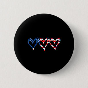 Vlag van de VS Patriottische Amerikaanse Harten St Ronde Button 5,7 Cm