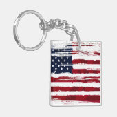 Vlag van de VS Patriottische Amerikaanse Rode Witt Sleutelhanger (Voorkant Links)