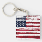Vlag van de VS Patriottische Amerikaanse Rode Witt Sleutelhanger (Voorkant)
