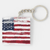 Vlag van de VS Patriottische Amerikaanse Rode Witt Sleutelhanger (Achterkant)