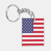 Vlag van de VS Patriottische Amerikaanse Rode Witt Sleutelhanger (Voorkant Links)