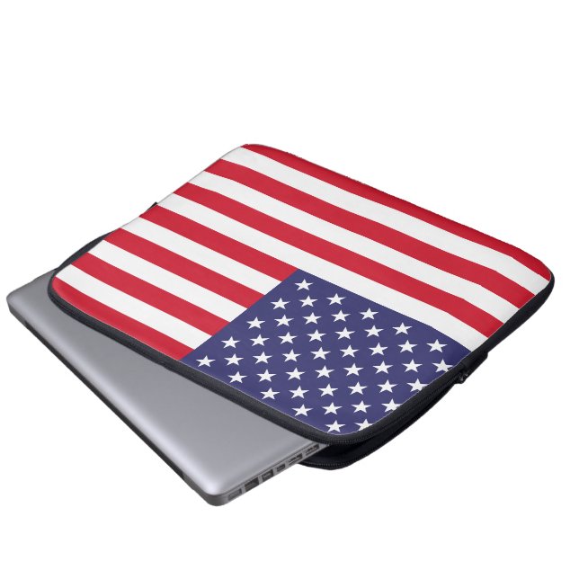 Vlag van de VS Patriottische Amerikaanse Rood Wit  Laptop Sleeve (Voorkant onderkant)