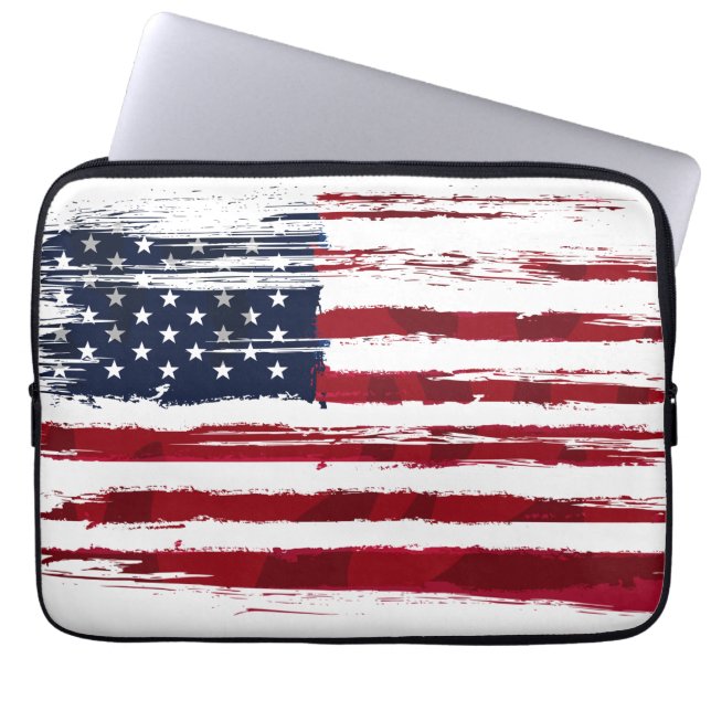 Vlag van de VS Patriottische Amerikaanse Rood Wit  Laptop Sleeve (Voorkant)